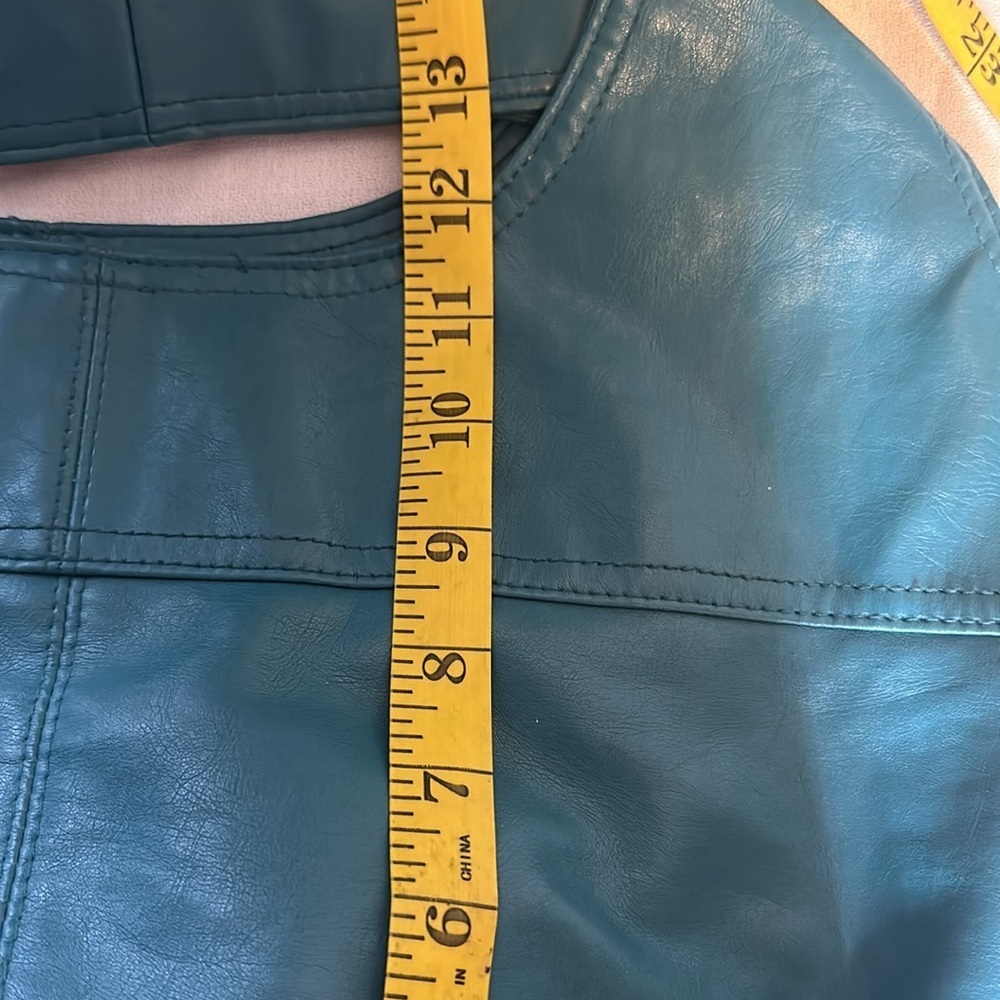 Faux Leather Bag Teal in color - Picture 6 of 7
